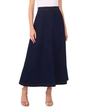 Vince Camuto Topstitch Stretch Cotton Maxi Skirt - Blue