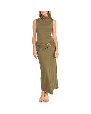 Socialite Hardware Detail Sleeveless Body-Con Dress - Green