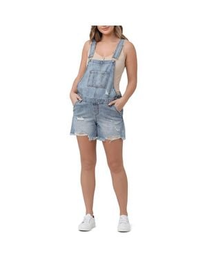 Ripe Maternity Denim Short Overalls - Blue