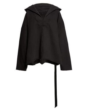 Rick Owens Tower Cotton Jersey Hoodie - Black