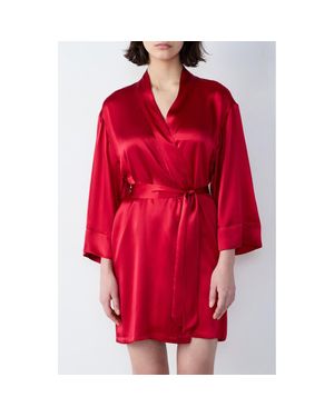 Etam Pearly Deshabille Silk Robe - Red