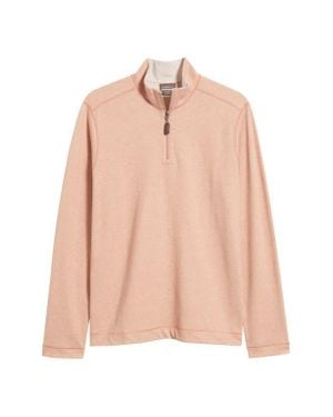 Johnston & Murphy Icon Reversible Cotton Blend Quarter Zip Pullover - Pink