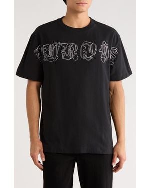 Purple Brand Embroidered Logo Textured Jersey T-Shirt - Black
