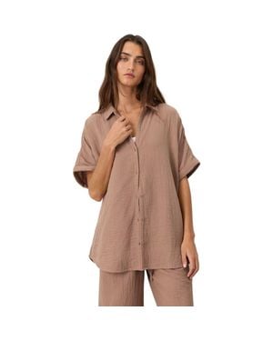 Pact Organic Cotton Coastal Double Gauze Relaxed Shirt - Brown