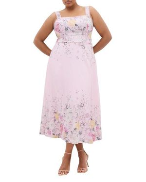City Chic Floral Print Maxi Sundress - Pink