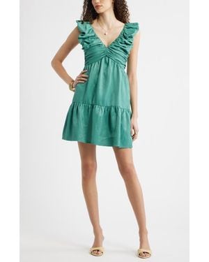 Chelsea28 Ruched Tiered Mini Sundress - Green