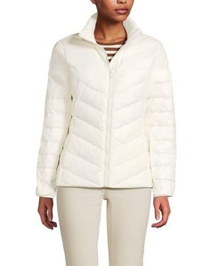 Lands' End Wanderweight Ultralight Packable Chevron Quilted Down Jacket - White
