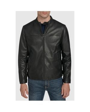 Andrew Marc Leather Racer Jacket - Black