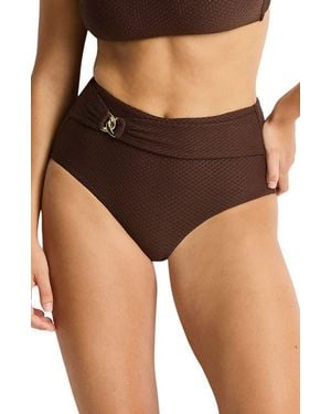 Sea Level Luminara High Waist Bikini Bottoms - Brown