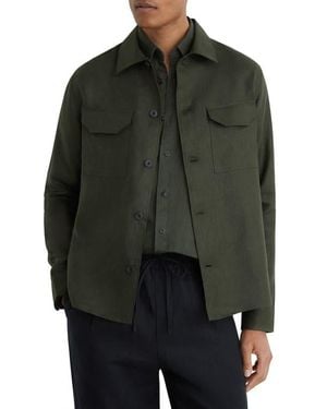 Reiss Polasio Linen Overshirt - Black