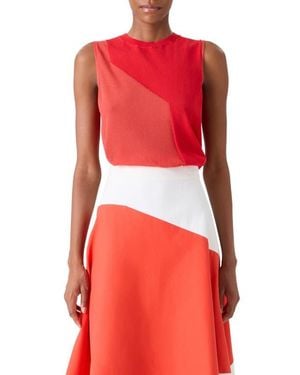 Akris High Plains Colorblock Cotton & Silk Blend Sweater Tank - Red