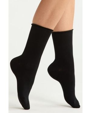 Nordstrom Assorted 4-Pack Roll Top Crew Socks - Black