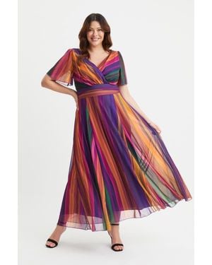 Scarlett & Jo Isabelle Short Sleeve V-Neck Maxi Dress - Red