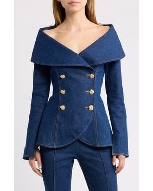 Nadine Merabi Jordan Double Breasted Denim Jacket - Blue