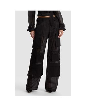 Alice + Olivia Olympia Mr. Baggy Sheer Cargo Pants - Black