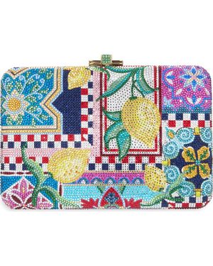 Judith Leiber Slim Slide Ceramica Crystal Embellished Clutch - Blue