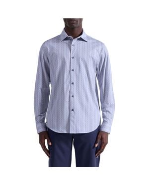 Bugatchi James Ooohcotton Mosaic Print Button-Up Shirt - Blue