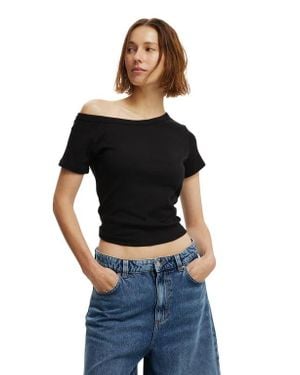 Cotton On Arlie Asymmetric Short Sleeve - Black