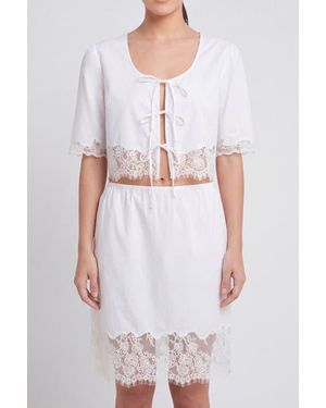 NUAJE NUAJE Soleil Lace Trim Cotton Skirt - White