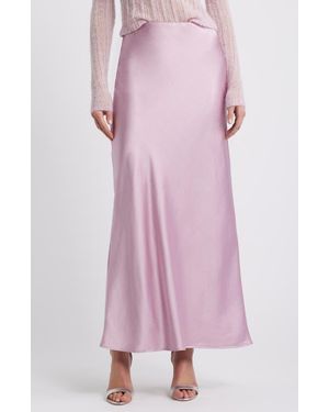 Open Edit Bias Cut Maxi Skirt - Pink