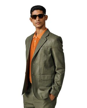 aubi Axholme Tailored Linen Blend Blazer - Green