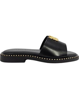 Madison Maison Leather Hammered Hardware Sandal - Black