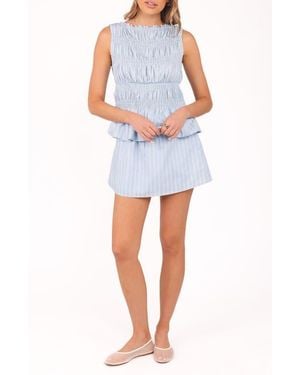 Petal & Pup Daisy Sleeveless Shirred Top & Skirt Set - Blue