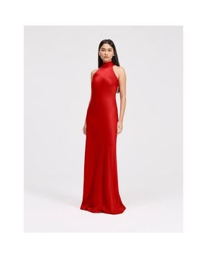 Ghost Angelica High Neck Satin Maxi Dress - Red