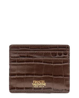 Frances Valentine Croc Embossed Leather Card Case - Brown