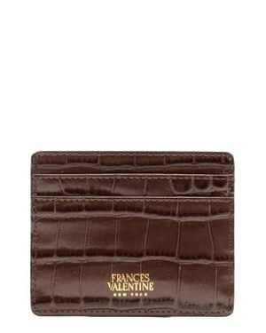 Frances Valentine Croc Embossed Leather Card Case - Brown