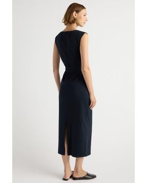 MODERN CITIZEN Edina Tie-Front Slit-Neck Dress - Blue