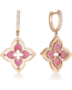 Roberto Coin Venetian Princess Pirouette Diamond Pave Flower Drop Earrings - Pink