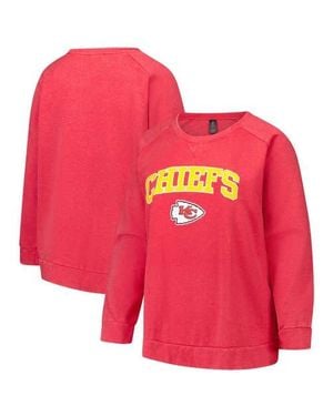 Profile Fanatics Kansas City Chiefs Acid Wash Raglan Pullover Sweatshirt - Red