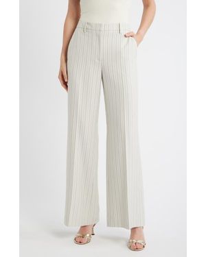 Tahari The Liliana Stripe Wide Leg Pants - White