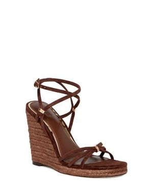 PAIGE Kylen Ankle Strap Wedge Sandal - Brown