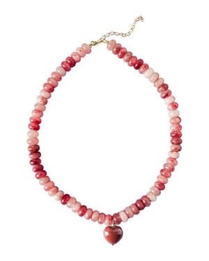 MacRae & Co Alice Beaded Heart Pendant Necklace - Red