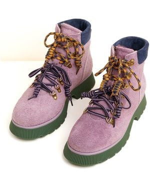 Charlotte Stone Tyler Lace-Up Lug Sole Boot - Pink