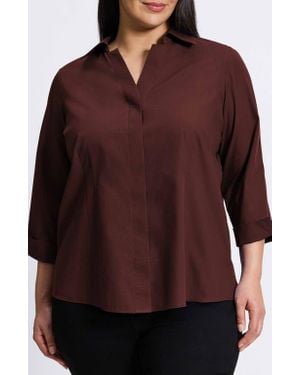 Foxcroft 'Taylor' Three-Quarter Sleeve Non-Iron Cotton Shirt - Red