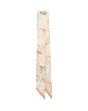 Burberry Skinny Rose Check Silk Scarf - Metallic