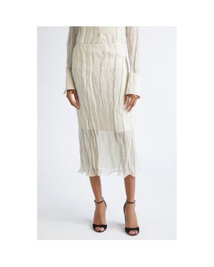 Brandon Maxwell The James Metallic Organza Straight Skirt - Natural