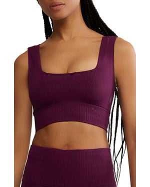 Free People Karma Square Neck Sports Bra - Purple