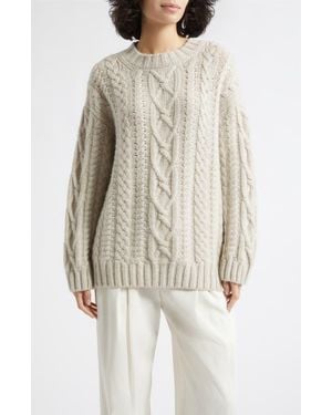 Johnstons of Elgin Mabel Cashmere Crewneck Sweater - White
