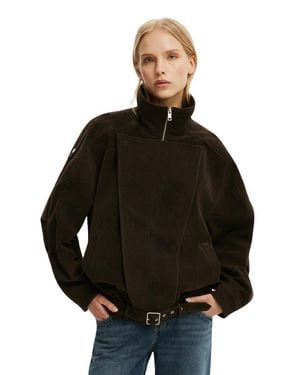 Cotton On Cove Faux Suede Biker Jacket - Black