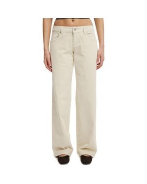 Cotton On Low Rise Straight Cord Pant - Natural