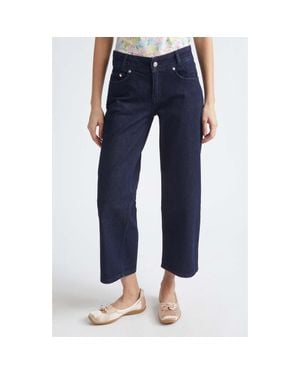 Sandy Liang Thesis Ankle Wide Leg Jeans - Blue