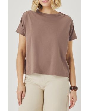 Splendid Rebecca Shirred Sleeve Cotton Blend T-Shirt - Brown