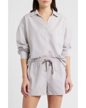 Bernardo Stripe Button-Up Shirt - Gray