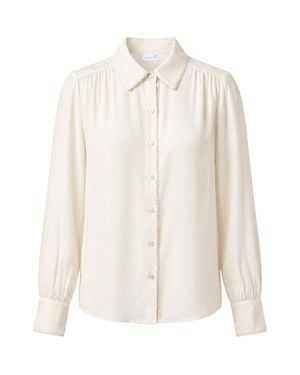 Cartolina Nantucket Lilliana Pebbled Crepe Button-Up Blouse - White