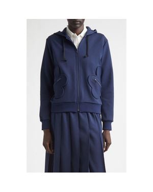 Comme des Garçons Floral Appliqué Full Zip Hoodie - Blue