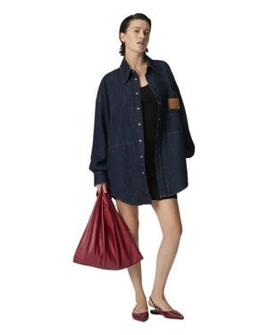 Missoni Cotton Denim Overshirt With Logo Patch - Blue